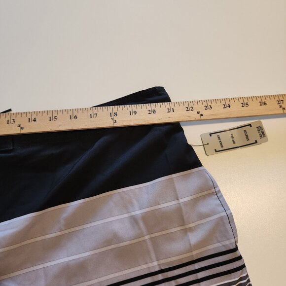 George At The Knee Swim Trunks Grey Black Striped Mens 2XL (44-46) NEW‎ NWT - Picture 8 of 12
